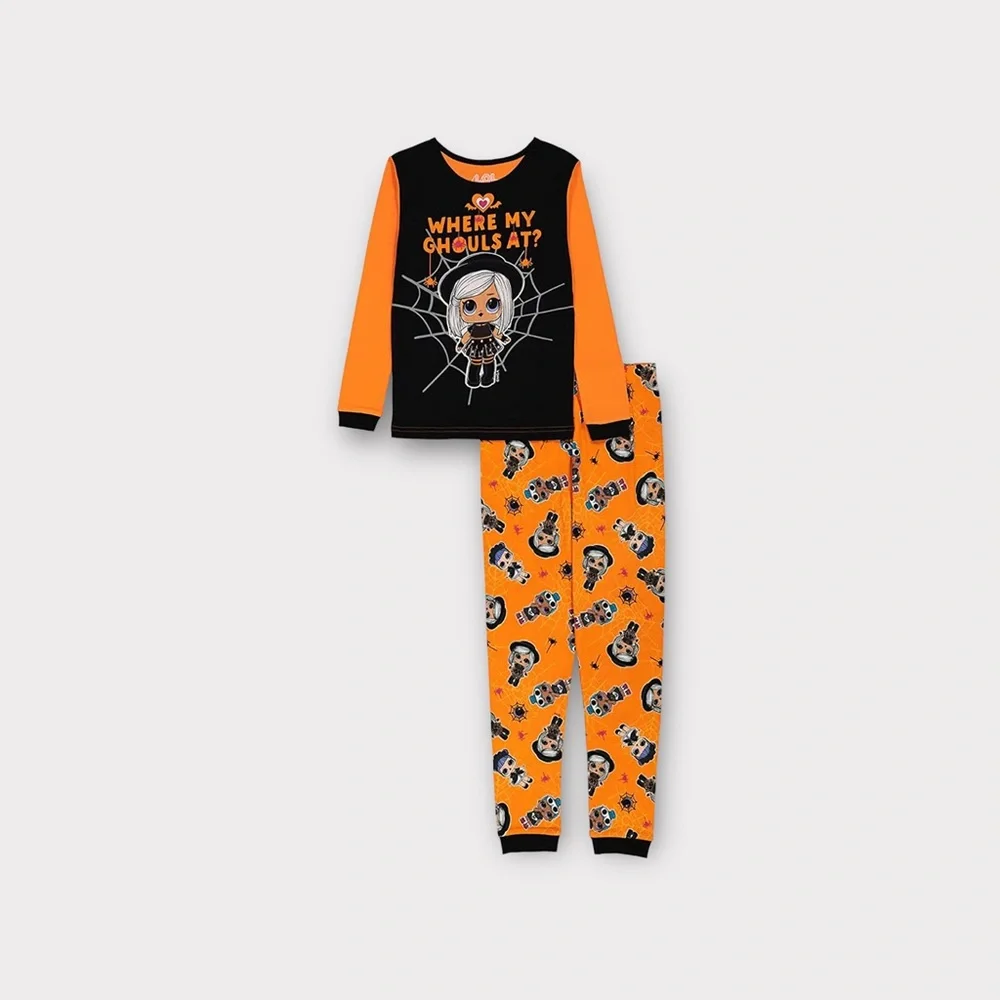 LOL Surprise! “Where My Ghouls At” Orange & Black Pajama Set